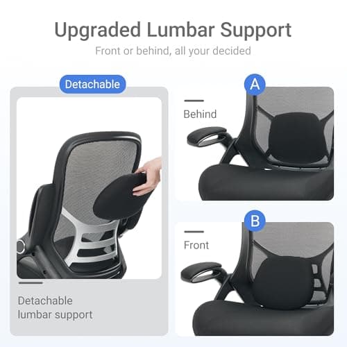 HYLONE Big and Tall 400lbs Heavy Duty Office Chair, 5" Thickened Seat Ergonomic Desk Chair with Adjustable Armrests, Home Office Computer Chairs for Long Hours Mesh Executive Chair(Black)