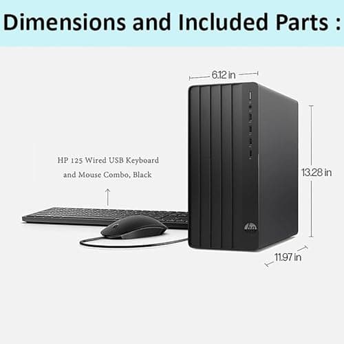 HP Desktop Computer Tower for Home Student & Business, 13th Gen Intel Quad-Core Processor, 16gb Ddr4 Ram, 256gb Pcie Ssd, WiFi Adapter, Vga, Rj-45, Hdmi, Keyboard and Mouse, Windows 11 Home