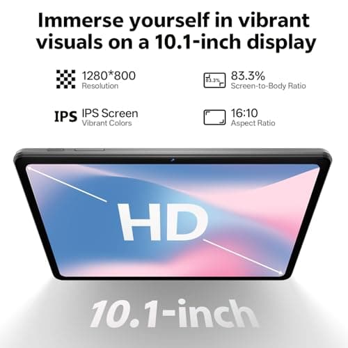 SHARECLOUD Android 16 Tablet 10.1 inch Tablet with Octa-Core Processor, 20GB RAM 128GB ROM 1 TB Expandable, 1280x800 HD IPS Touch Screen, GPS, 8H Battery, WiFi 6, BT 5.2, Dual Camera (Gray)