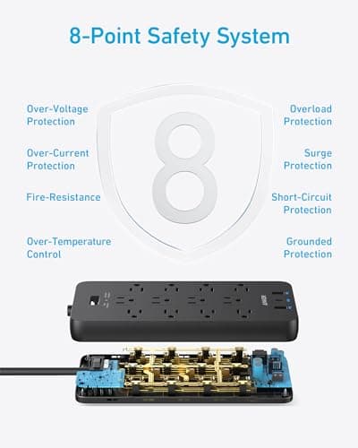 Anker Power Strip Surge Protector (2100J), 12 Outlets with 2 USB A and 1 USB C Port for Multiple Devices, 5ft Extension Cord, 20W Power Delivery Charging for Home, Office, Dorm Essential, TUV Listed