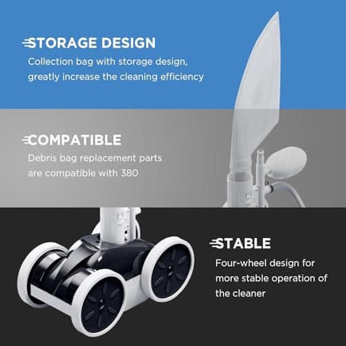 MAKHOON Upgrade Pool Pressure Side Sweeper: Professional Solution for Cleaning Your Swimming Pool (Four Wheels are Better Than Three) Need 1.5" Female Thread Pool Booster Pump Inlet, 4 Bar Pressure