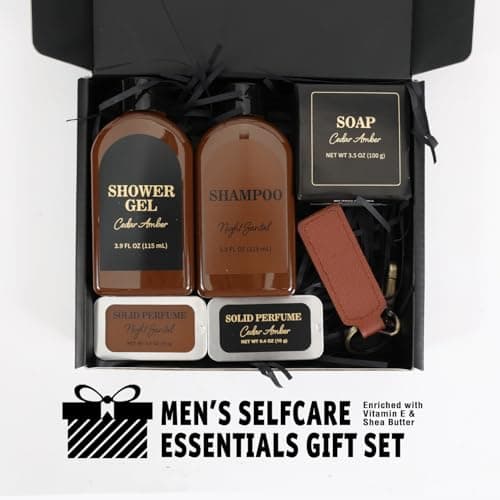 Self Care Bath Set for Man Thank You Gift Basket Regalos para Hombre Anniversary Christmas Fathers Day Gift for Him Gifts for Men 6 Pcs Cedar & Sandal Mens Gift Set, Birthday Gift Set for Men B0DJ7FNJJR