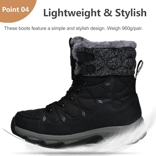 TRAILBLITZ Men's Winter Snow Boots Water Resistant Non Slip Warm Outdoor Lightweight Comfortable Durable 7.1 IN Height Hiking Shoes