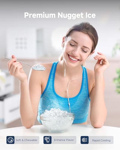 Under Counter Nugget Ice Maker, 70 lbs/Day Nugget Ice Machine, Built-in or Freestanding Ice Maker with 2-Drawer Ice Baskets, Auto-Cleaning & 24H Timer for Home and Bar Use