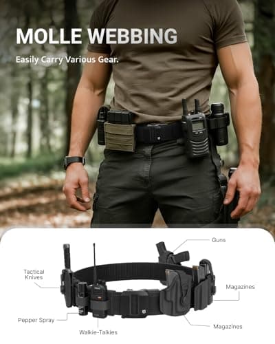 FAIRWIN Tactical Gun Belt, Ratchet CCW EDC Stiff Heavy Duty Work 1.5" Battle Concealed Carry Rigid Patented Nylon Men Belts