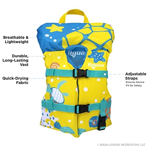 Aqua Oceans 7 Life Jacket for Kids - US Coast Guard Approved Life Vest for Infant, Child & Youth Boys and Girls, Open-Side PFD for Boating, Swimming & Water Sports