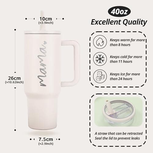 Mama Tumbler 40 oz Cup with Lids Straws First Mothers Day Gifts for New Mom Gifts for Pregnant Mother, Mama, Mom To Be B0F1DK279Y