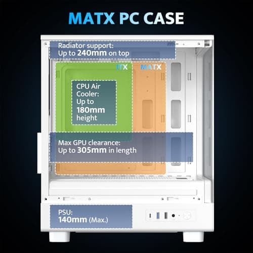 darkFlash Micro ATX PC Case, Pre-Install 3 PWM ARGB Fans Computer Case, Full View Dual Tempered Glass MATX Gaming PC Case, Type C Port, Supports up to 240mm AIO(DB330M) (White)