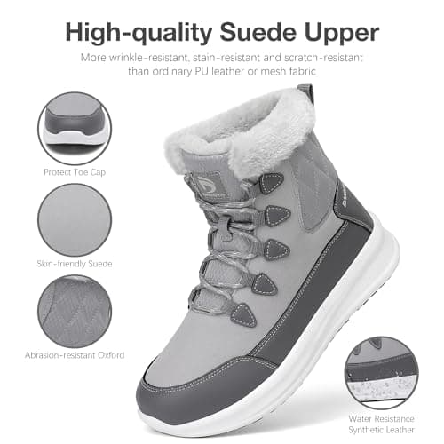 Dannto Womens Winter Snow Boots Warm Fur Lined Ankle Shoes Water Resistant Booties Non Slip Sole