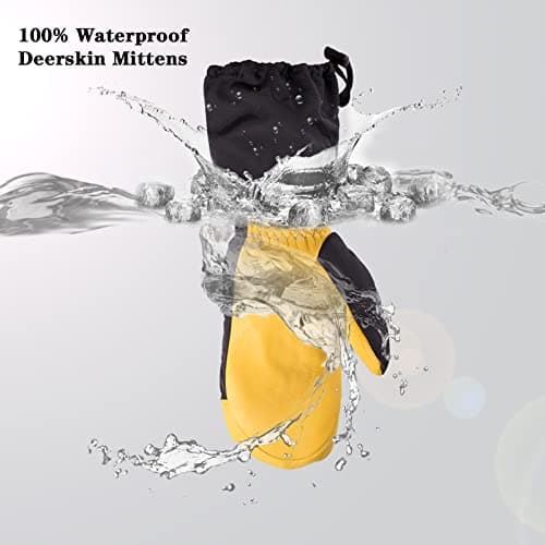 SKYDEER Waterproof and Windproof Genuine Deerskin Leather Ski Gloves with 150G 3M Thinsulate Insulation (SD8648T)