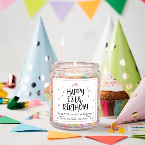Homsolver 18th Birthday Gifts for Girls Boys, Vanilla Scent Ideas 18th Birthday Candles for Sister, Daughter, Best Friends, Handmade Aromatherapy with 50+ Hour Burn Time, Funny Birthday Decorations B0F2HZQ2B2