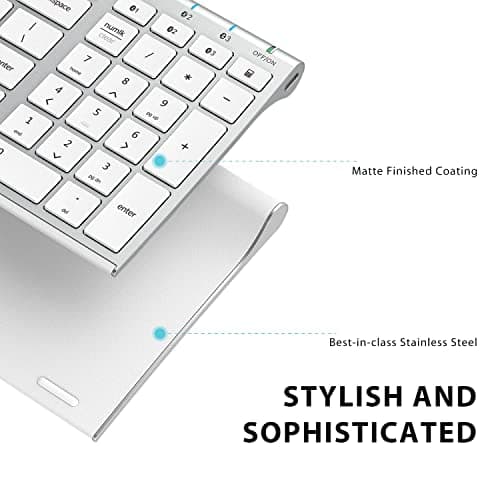 iClever BK10 Bluetooth Keyboard, Universal Bluetooth 5.1 Wireless Keyboard with Number Pad, Ergonomic Design, Multi-Device Compatibility, Stable Connection for Mac, iPad, iPhone, Android, Windows