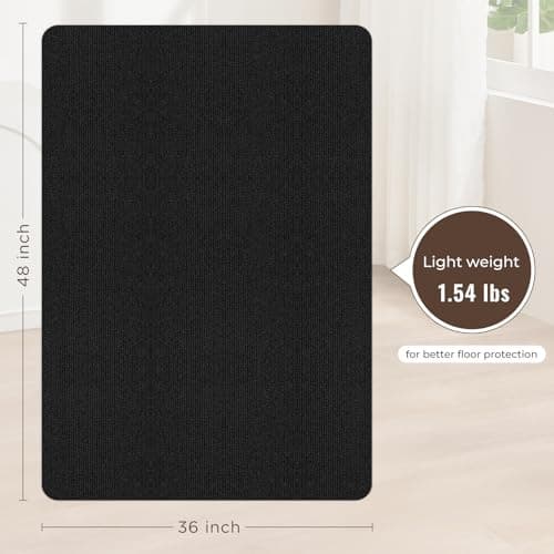 Sycoodeal Office Chair Mat for Hardwood Floor,Slip Resistant Floor Mat for Office Computer Gaming Chair,Heavy Duty Floor Protector for Rolling Chairs,Easy to Clean,Black(36"x48")