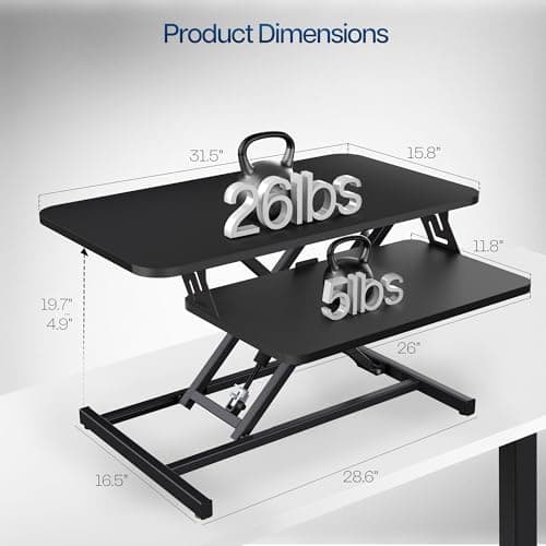 VIVO Height Adjustable 32 inch Stand Up Desk Converter, Quick Sit to Stand Tabletop Dual Monitor Riser Workstation, Black, DESK-V000S