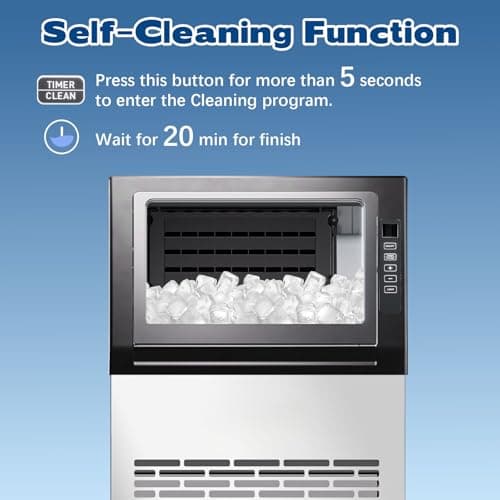 Commercial Ice Maker, 100lbs/24H with 20Lbs Storage, 36 Cubes in 11Mins, Stainless Steel Freestanding & Under Counter Large Ice Machine with LCD Display, Self-Cleaning for Home Bar Restaurant