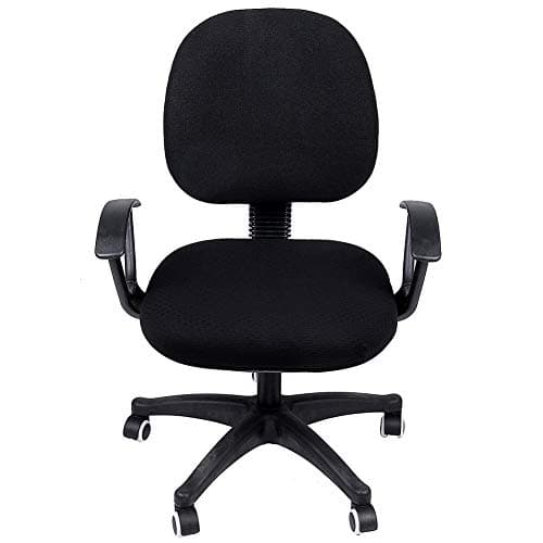 Smiry Stretch Jacquard Office Computer Chair Seat Covers, Removable Washable Anti-dust Desk Chair Seat Cushion Protectors - Black