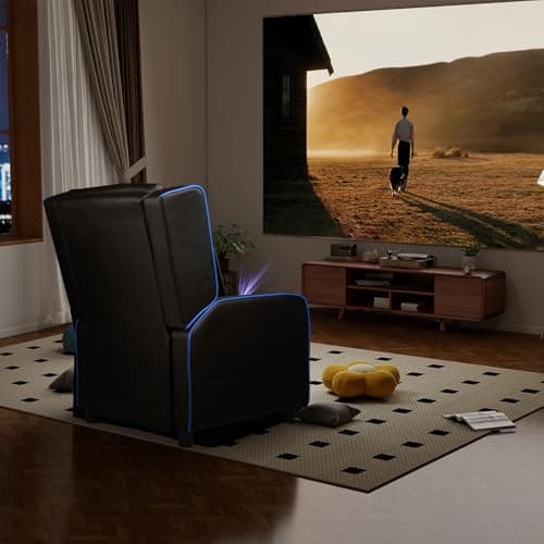 GTPLAYER Gaming Recliner Chair for Living Room Racing Style Single PU Leather Gaming Sofa for Adults Modern Game Recliners Ergonomic Comfortable Home Theater Seating, Blue