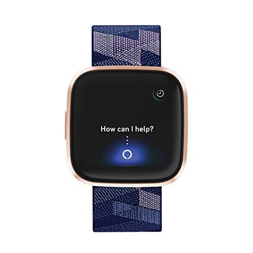 Fitbit Versa 2 Special Edition Health and Fitness Smart Watch with Heart Rate, Music, Alexa Built-In, Sleep and Swim Tracking, Navy and Pink Woven/Copper Rose, One Size (S and L Bands Included), 2.3