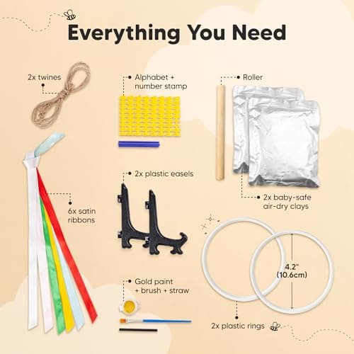 Baby Hand and Footprint Kit Girls, Boys - Personalized Baby’s First Christmas Ornament Kit, Newborn Christmas Gifts for New Mom, Cute Shower Gifts, Easy to Use Handprint Ornaments(Gold Paint, Cherish)