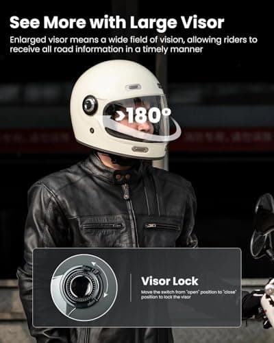 ILM Full Face Motorcycle Helmet Retro for Adult with Visor Vintage Helmets for Cruisers Scooters Mopeds Pinlock Compatible DOT Model Z503