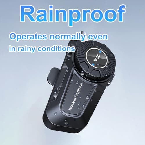 Motorcycle Helmet Bluetooth Headset - Skiing Earphone Waterproof Helmet Headset with Noise Cancellation Ultra-Thin Wireless Headphones Works with All Helmets