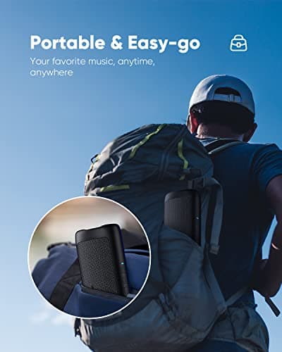 Bluetooth Speaker with HD Sound, Portable Wireless, IPX5 Waterproof, Up to 20H Playtime, TWS Pairing, BT5.3, for Home/Party/Outdoor/Beach, Stocking Stuffers, White Elephant Gifts for Adults (Black)