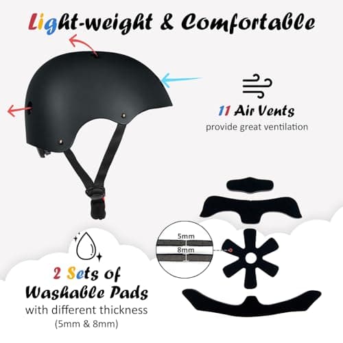 Kids Bike Helmet, Adjustable and Multi-Sport, from Toddler to Youth, 3 Sizes