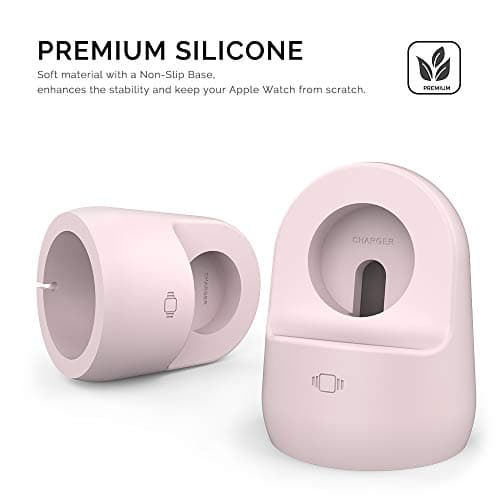 AhaStyle iWatch Stand Silicone Charging Dock Holder for Apple Watch Ultra 2, Ultra, SE2, Series SE, 7 6 5 4 3 2 1 (45/44/42/41/40/38mm), (Pink)