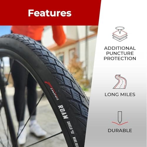 Fincci Pair 700x35c Tire Foldable 37-622 with 1mm Antipuncture Protection for Cycle Road Mountain MTB Hybrid Touring Electric Bike Bicycle with 700 x 35c Tires - Pack of 2