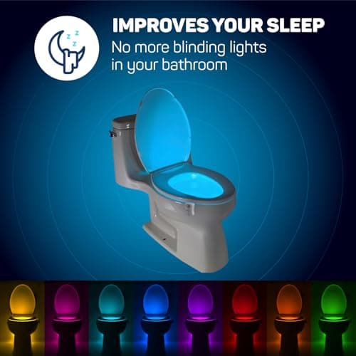 ToiLight The Original Toilet Bowl Night Light. Fun Useful Bathroom Motion Sensor Tech Gadget. Funny Novelty Birthday Gift Idea. Stocking Stuffer for Him Her Guys Men Mom Brother