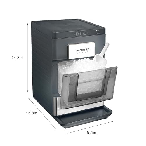 Frigidaire Gallery, 33 Lbs. Countertop Ice Maker, Nugget Shaped Ice, Stainless Steel Trim (Black)
