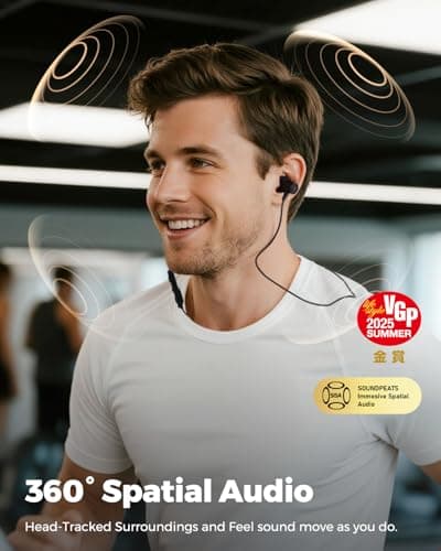 SoundPEATS Q40 HD Sports Neckband Headphones with LDAC Hi-Res Audio & Bluetooth 6.0 Stable Connection, IP67 Waterproof Wireless Earbuds, 20H Playtime for Running Gym, Fast Charge, Dual Pairing