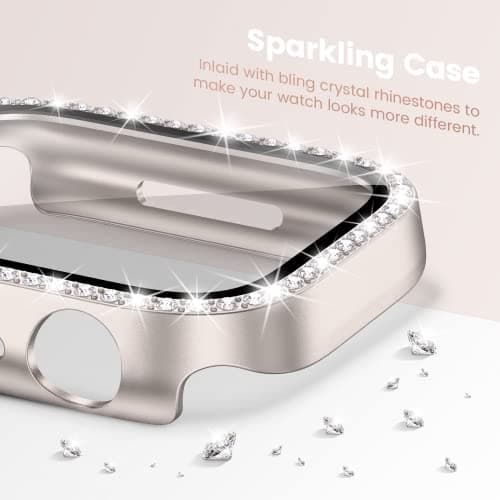 Goton 2-Pack Bling Case for Apple Watch Series 11/10 Screen Protector 42mm, Women Glitter Diamond Rhinestone Bumper Face Cover for iWatch Accessories 42 mm