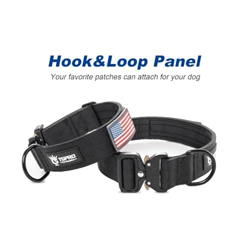 TSPRO Premium Dog Collars Tactical Dog Collar with Patch and Heavy Duty Quick-Release Metal Buckle Durable Thick and Adjustable for Medium to Large Dogs (Black M)