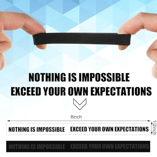 Tondiamo Nothing is Impossible, Exceed Your Own Expectations Motivational Silicone Wristbands Inspirational Rubber Bracelet Stretch Inspirational Bracelets Bulk for Sports Party Supplies