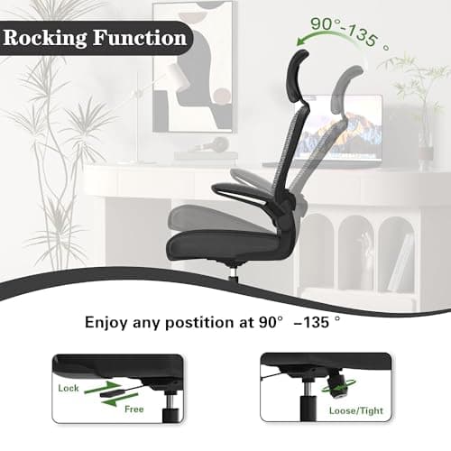 Ergonomic Office Chair for Long Hours Sitting – Back & Neck Pain Relief, Adjustable Lumbar Support & Headrest, High-Density Foam Seat, Ideal for Work & Home Office, Black