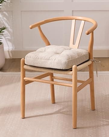 IASEAHK Chair Cushions, Memory Foam Dining Chair Cushions, Tufted Indoor Chair Pads, Set of 4, 16.5' x 16.5' x 3.5', Beige