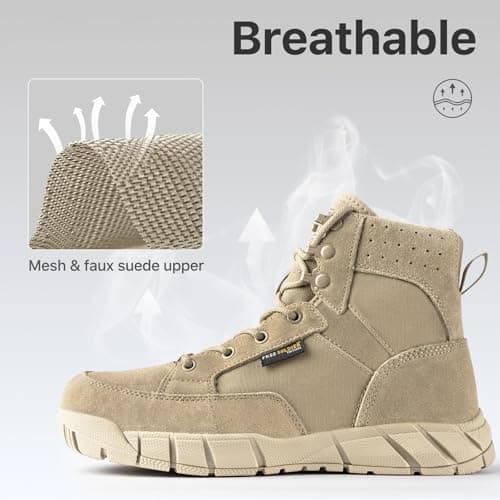 FREE SOLDIER Waterproof Hiking Work Boots Men's Tactical Boots 6 Inches Lightweight Military Boots Breathable Desert Boots