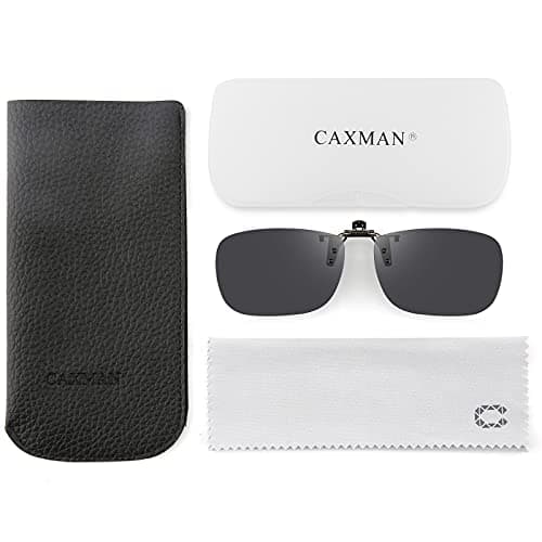 CAXMAN Polarized Clip On Sunglasses Over Prescription Glasses for Men Women UV Protection