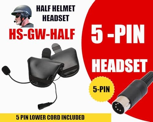The Helmet Shop Half Helmet Headset Compatible with 5-Pin Honda Goldwing, Yamaha, and Kawasaki Audio Systems | Fits Most Half Helmets | Ear Protection from Wind Noise and Cold Weather