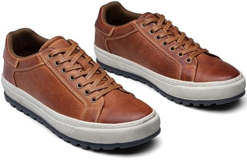 Jousen Men's Shoes Leather Casual Shoes for Men Fashion Sneakers Business Casual Dress Shoes