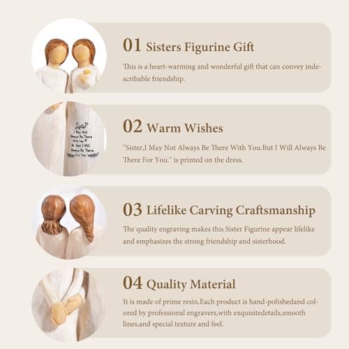 Sister Gifts for Women,4.90” Sister Gifts Figurine for Best Friend,Sister Birthday Gifts,Sisters Gifts from Sister,Women Gifts for Sister and Best Friend on Birthday and Sisters' Day