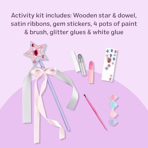 27 Piece Arts & Crafts Activity, Princess Pretend Play, Wooden Star, Paint, Gems, Ribbons, Preschool Toys for Kids, Ages 4+ Melissa & Doug Created by Me Princess Wand Wooden Craft Kit B00S6UZUSS