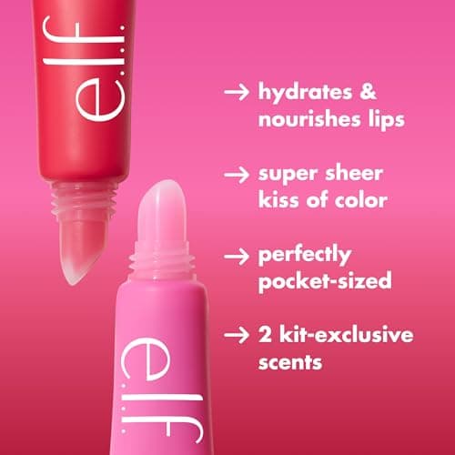 Moisturizing Balm For A Sheer Tint Of Color, Made With Hyaluronic Acid, Vegan & Cruelty-Free, Cherry & Bubblegum e.l.f. Squeeze Me More Lip Balm Duo, Cherry/Bubblegum B0FPMGZ18H