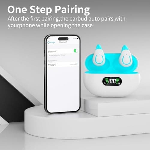 Clip On Earbuds, Bluetooth 5.3 Lightweight Comfort Bone Conduction Open Ear Headphones with LED Digital Display Charging Case Sport Built-in Mic IPX7 Waterproof for Running Fitness Android,Light Blue1