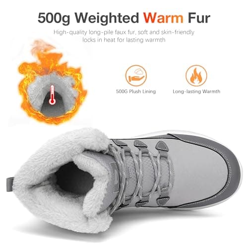 Dannto Womens Winter Snow Boots Warm Fur Lined Ankle Shoes Water Resistant Booties Non Slip Sole