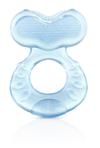 Nuby Silicone Teethe-EEZ Teether with Bristles, Includes Hygienic Case, Blue