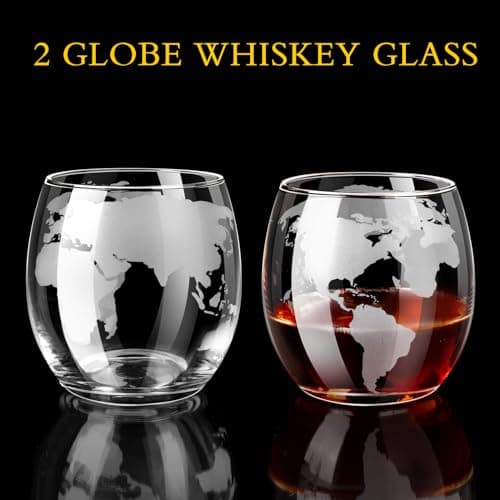 Whiskey Decanter Sets for Men, Whiskey Decanter Globe Set with 2 Etched Globe Whisky Glasses for Liquor, Bourbon, Cocktails, Vodka, Scotch liquor decanter Sets - 850ml