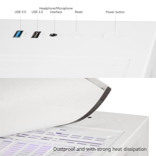 WIWB Gaming PC Desktop, Ryzen 7 8700F, GeForce RTX 5060(8G), 32GB DDR5 RAM, 1TB NVMe 3.0 SSD, Wi-Fi 6 650W PSU High-end Tower Computer (White)