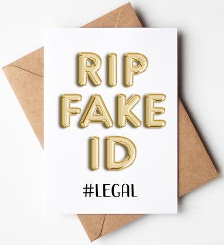 Funny 21st Birthday Card for Him or Her - Happy Birthday Card for 21 Year Old Daughter Son Niece Nephew Sister or Friend - Humorous Twenty One Gift Ideas - RIP Fake ID Card for Best Friend or Coworker B0DVVPPR3J